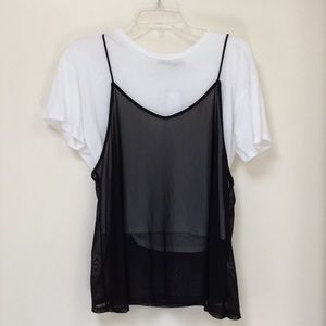 Casual Tee With Mesh Camisole